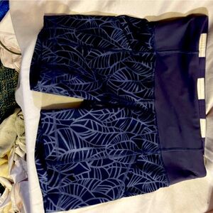 Navy Leaf Patterned Shorts